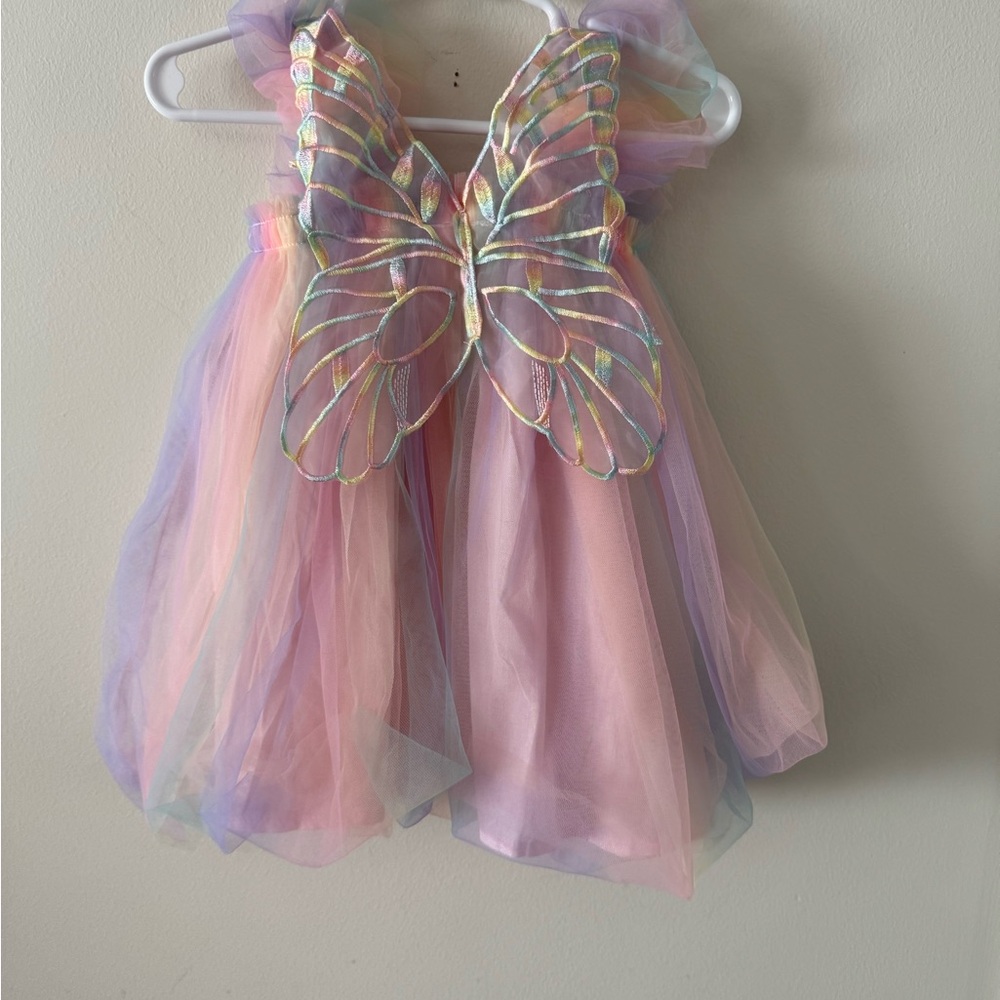 Whimsical Butterfly Kids Dress in Pink and Purple